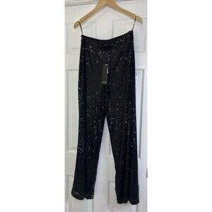 Truth by Republic Fancy Party Pants Black Sequins Side Zip Size 8 NWT